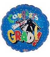 4" Airfill Only Blue Grad Hat & Diploma Balloon