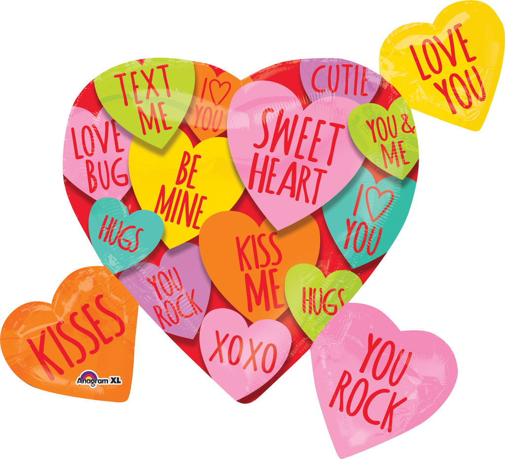 27" Hearts with Messages Cluster Balloon