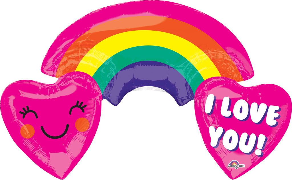 37" Rainbow with Hearts Balloon I Love You