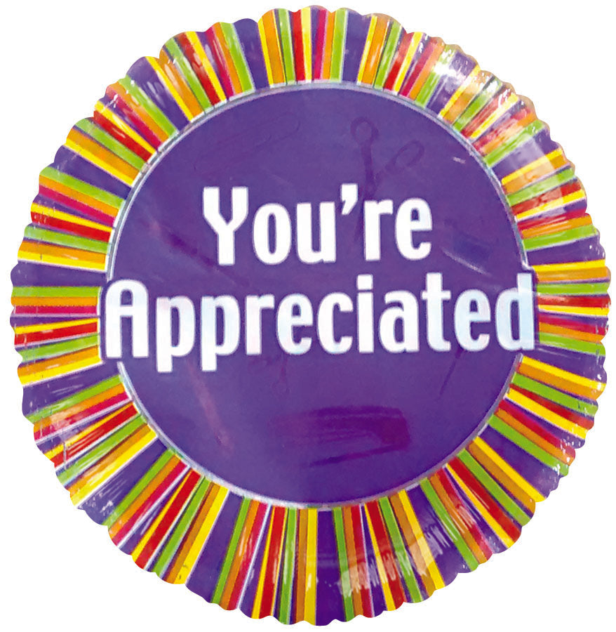 4" Airfill Only You're Appreciated Colorful Stripes Balloon