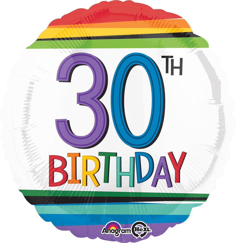 18" Rainbow Birthday 30 Balloon