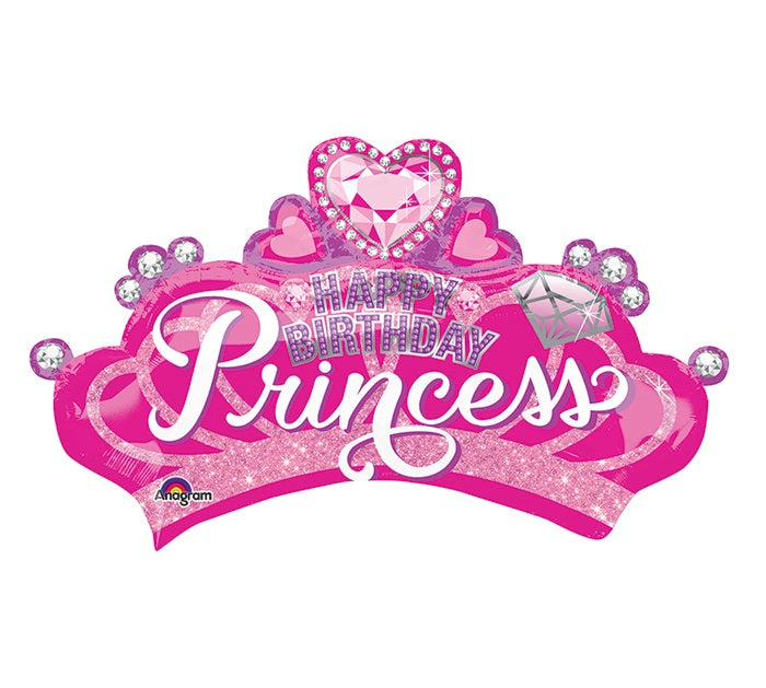 32" Jumbo Princess Crown & Gem Foil Balloon