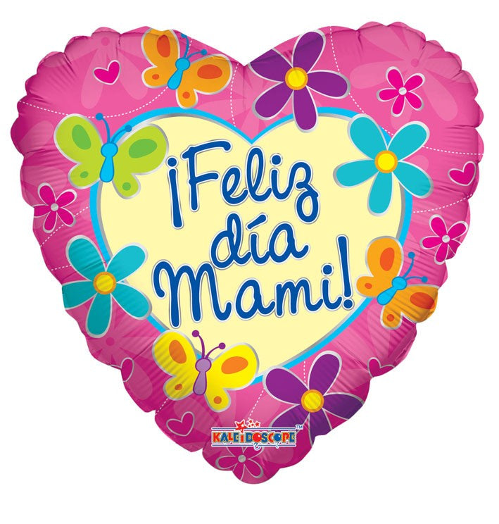 18" Feliz Dia Mani Retro Flowers (Spanish) Balloon