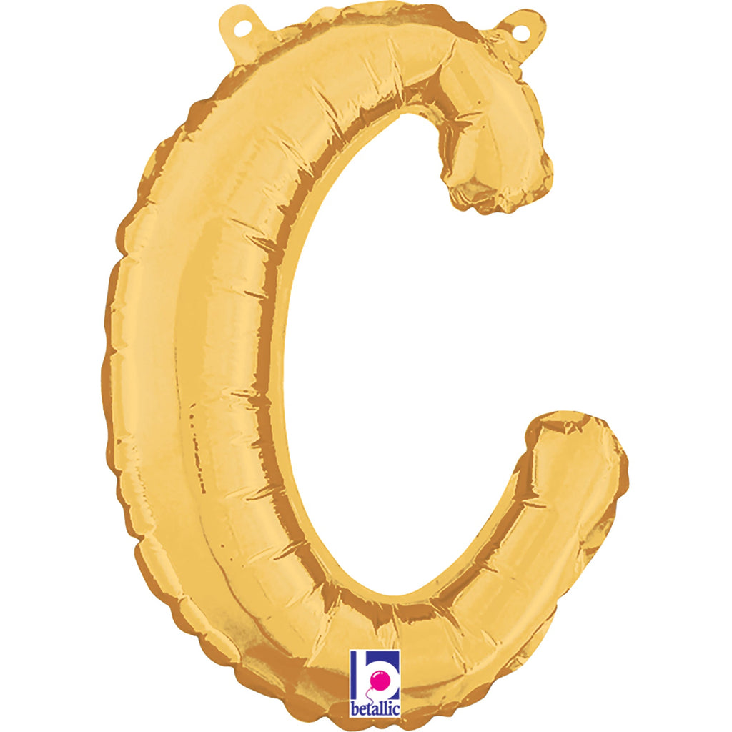 14" Air Filled Only Script Letter "C" Gold Foil Balloon