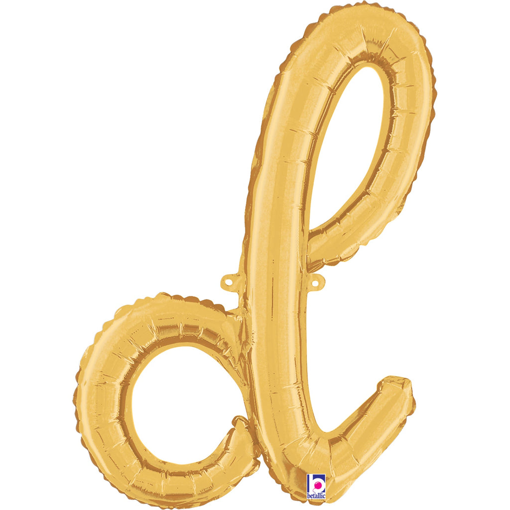 24" Air Filled Only Script Letter "D" Gold Foil Balloon