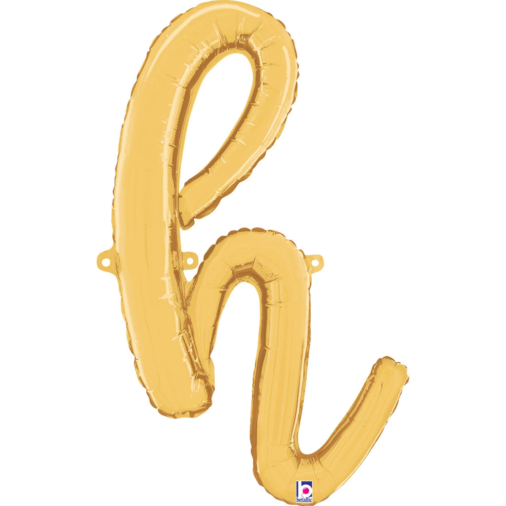 24" Air Filled Only Script Letter "H" Gold Foil Balloon