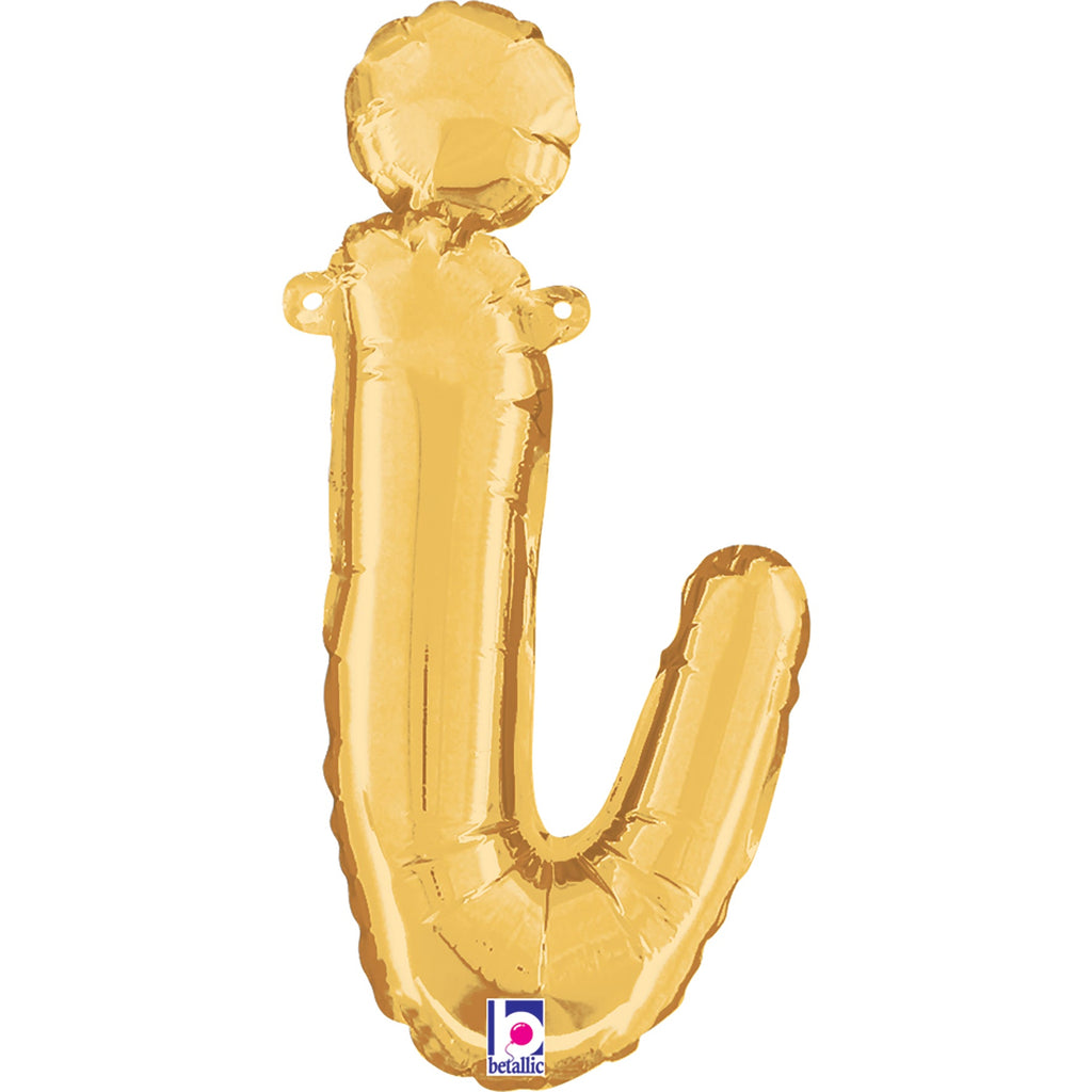 14" Air Filled Only Script Letter "I" Gold Foil Balloon