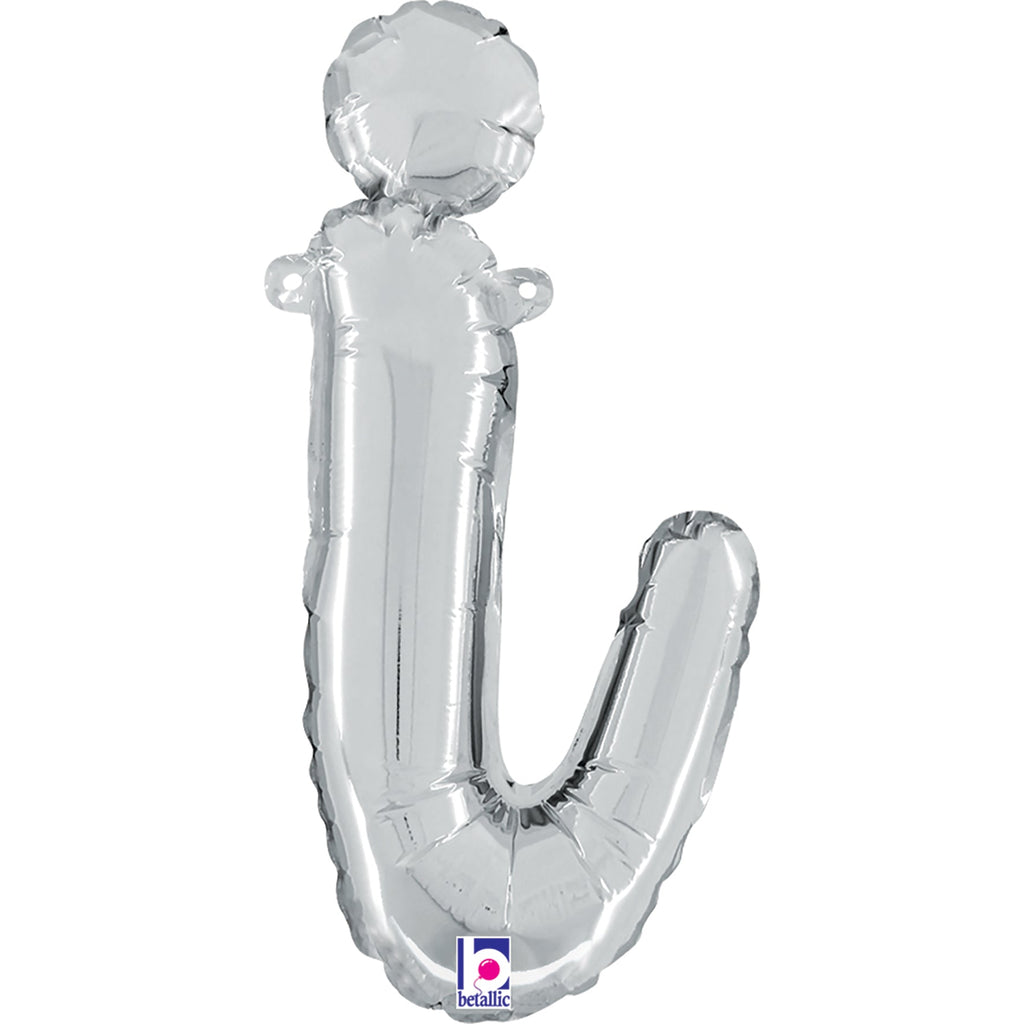 14" Air Filled Only Script Letter "I" Silver Foil Balloon