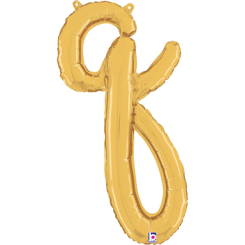 24" Air Filled Only Script Letter "Q" Gold Foil Balloon