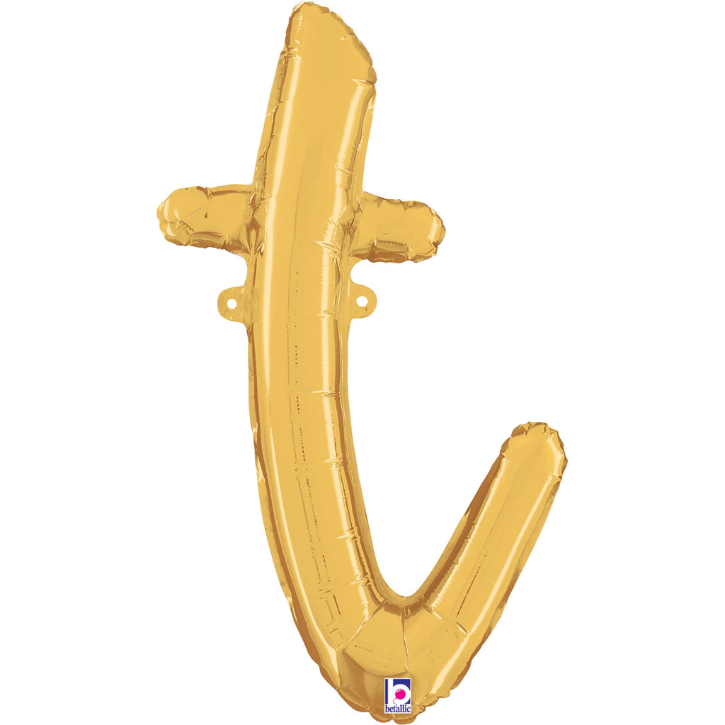 24" Air Filled Only Script Letter "T" Gold Foil Balloon