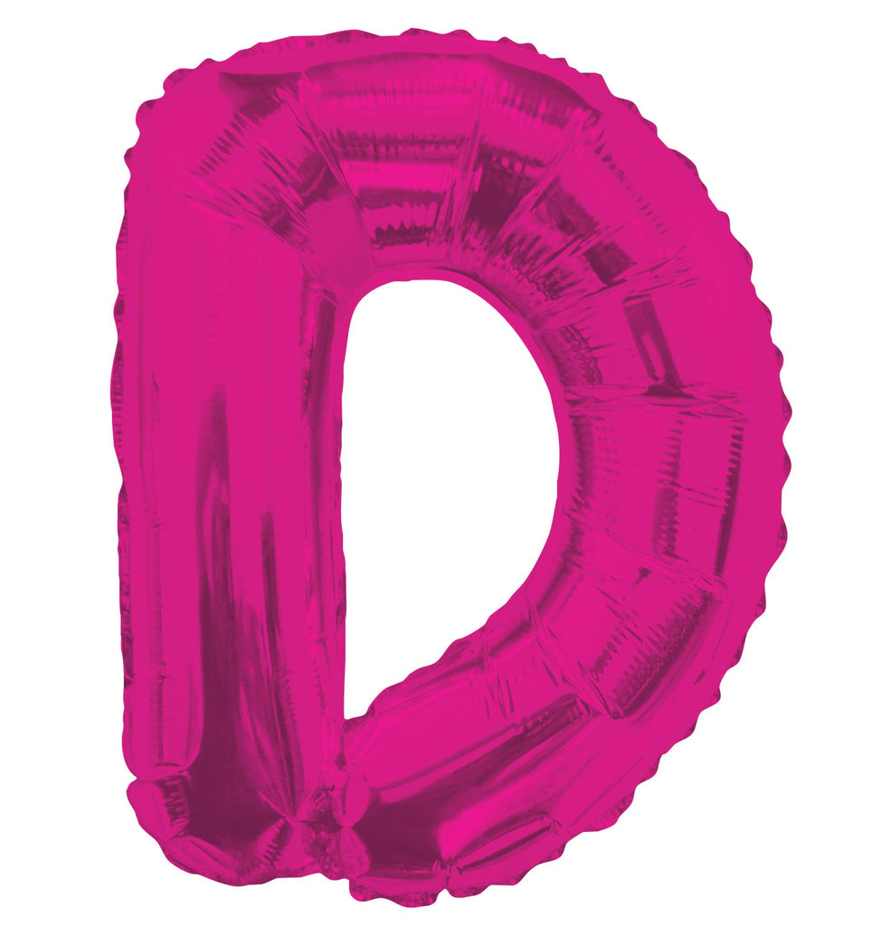 14" Airfill with Valve Only Letter D Hot Pink Balloon