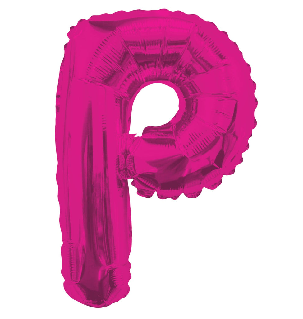 14" Airfill with Valve Only Letter P Hot Pink Balloon