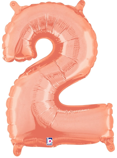 14" Airfill Only (Self Sealing) Megaloon Jr. Number 2 Rose Gold Balloon