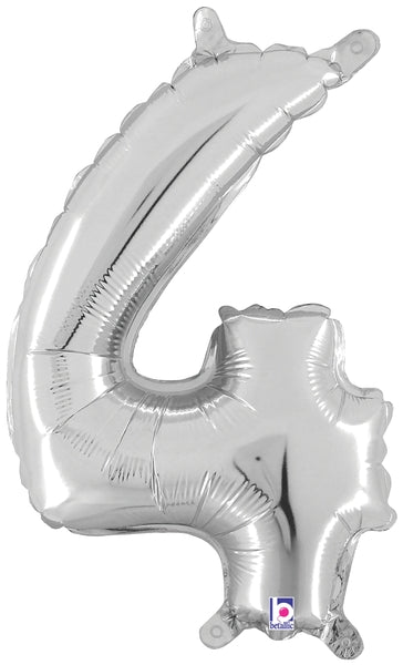 7" Airfill Only (requires heat sealing) Megaloon Jr. Number Balloon 4 Silver