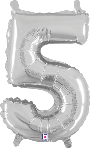 7" Airfill Only (requires heat sealing) Megaloon Jr. Number Balloon 5 Silver