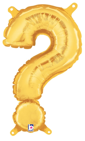 14" Airfill Only Megaloon Jr. Foil Balloon Question Mark ( ? ) Gold