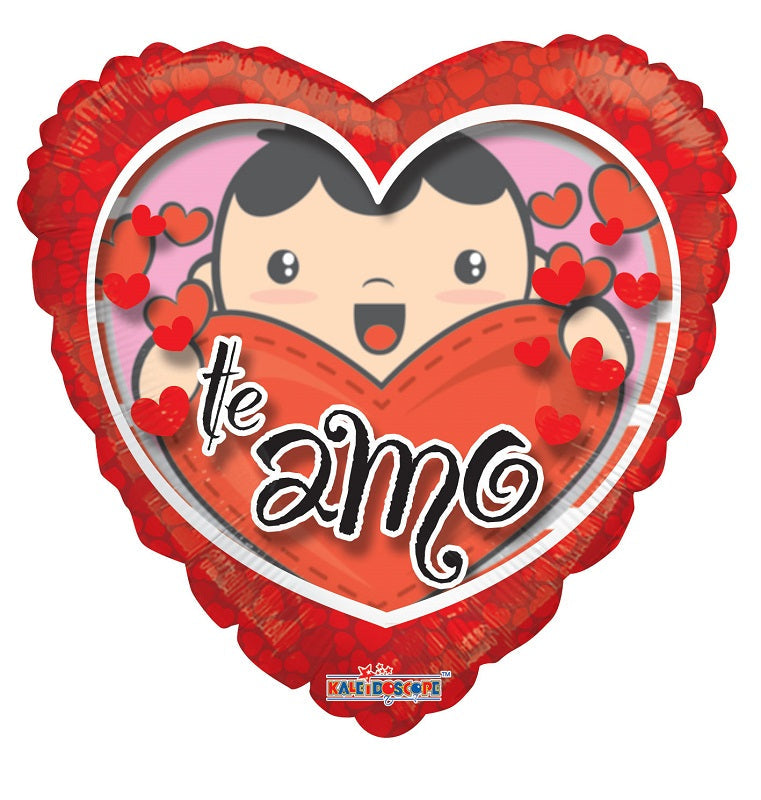 9" Airfill Only Te Amo Boy With Heart Clear View Balloon (Spanish)