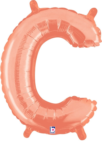 14" Airfill Only (Self Sealing) Megaloon Jr. Letter C Rose Gold Balloon
