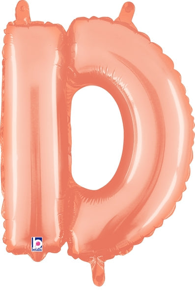 14" Airfill Only (Self Sealing) Megaloon Jr. Letter D Rose Gold Balloon