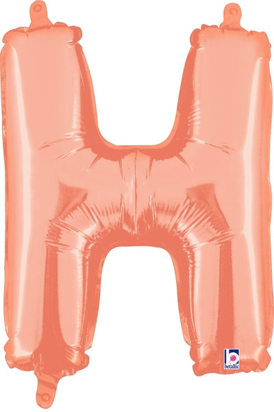 14" Airfill Only (Self Sealing) Megaloon Jr. Letter H Rose Gold Balloon