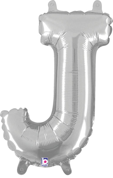 14" Airfill Only (Self Sealing) Megaloon Jr. Shape J Silver Balloon