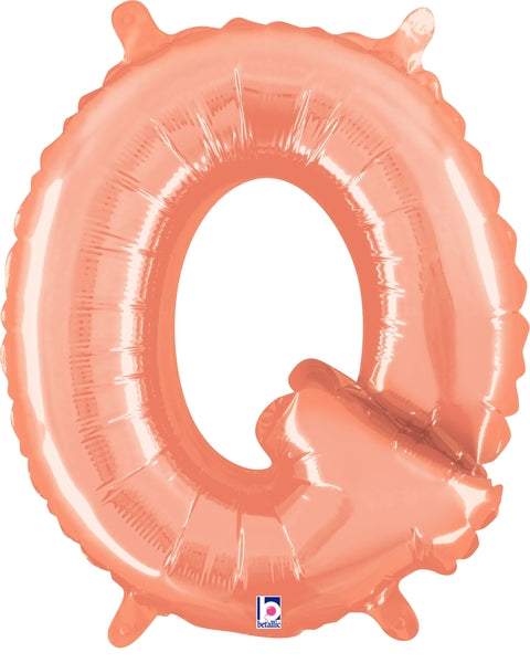 14" Airfill Only (Self Sealing) Megaloon Jr. Letter Q Rose Gold Balloon