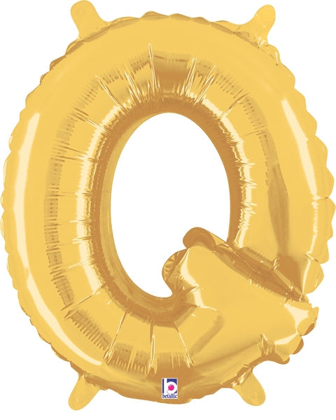 7" Airfill Only (requires heat sealing) Megaloon Jr. Letter Balloons Q Gold