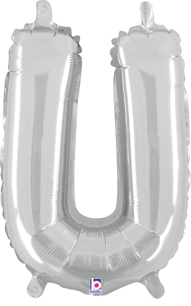 14" Airfill Only (Self Sealing) Megaloon Jr. Shape U Silver Balloon
