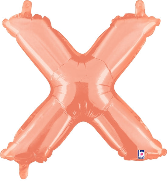 14" Airfill Only (Self Sealing) Megaloon Jr. Letter X Rose Gold Balloon
