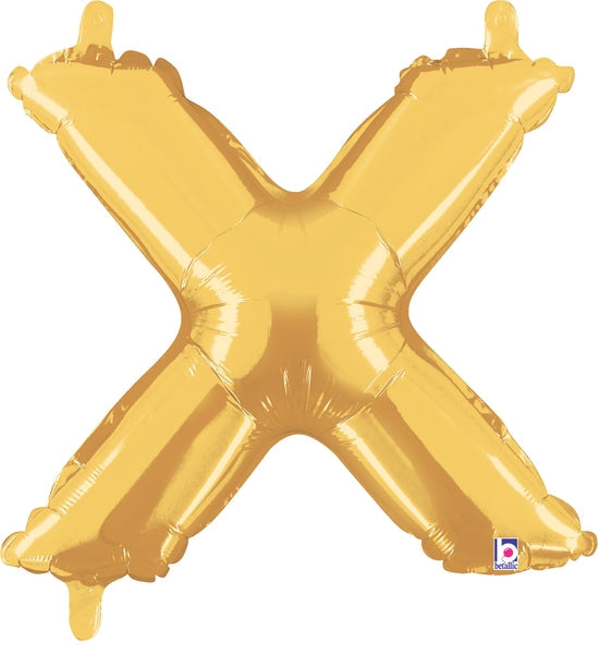 14" Airfill Only (Self Sealing) Megaloon Jr. Shape X Gold Balloon