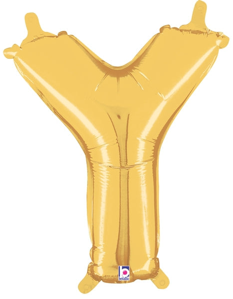 14" Airfill Only (Self Sealing) Megaloon Jr. Shape Y Gold Balloon
