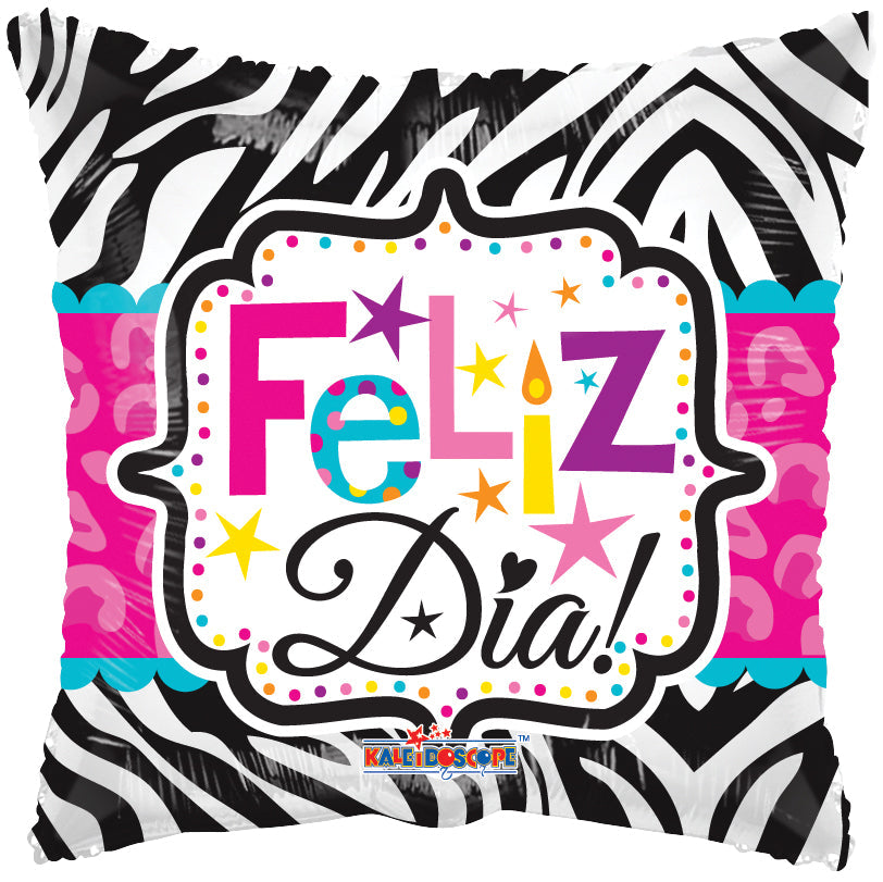 18" Feliz Dia Cebra Gellibean Balloon (Spanish)