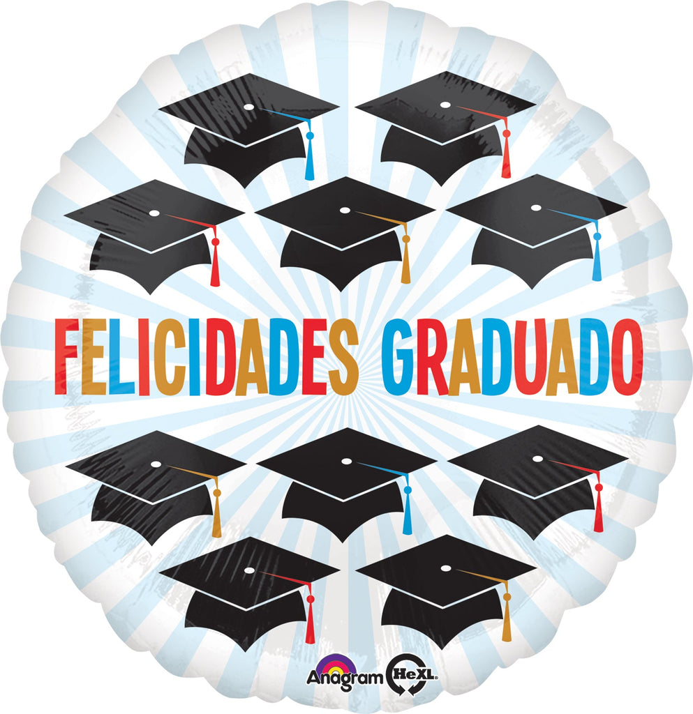18" Felicidades Grad Caps Balloon (Spanish)