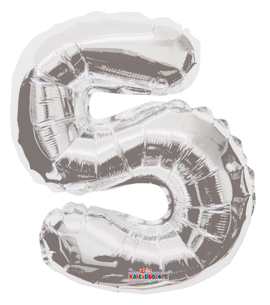 14" Airfill with Valve Only Number 5 Silver Balloon