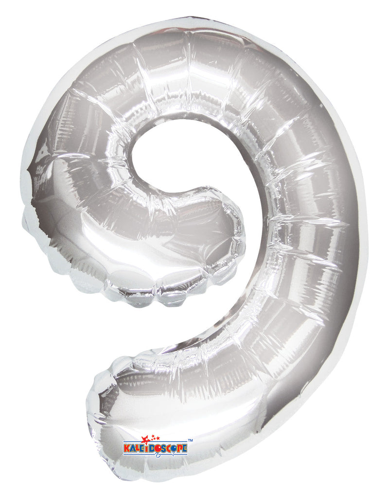 14" Airfill with Valve Only Number 9 Silver Balloon