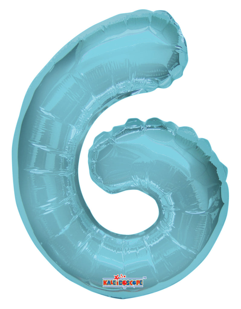 14" Airfill with Valve Only Number 6 Light Blue Balloon
