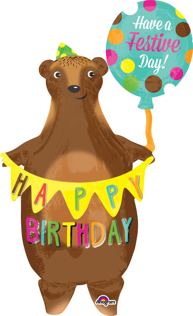 38" Birthday Bear with Banner Balloon