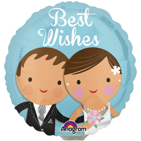 9" Airfill Only Best Wishes Wedding Couple Balloon