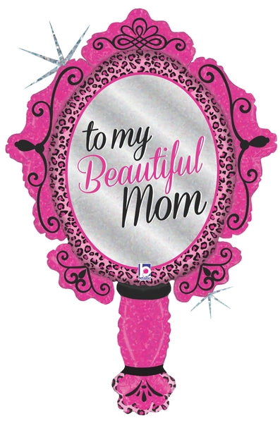 39"Holographic Shape Balloon Beautiful Mom Mirror
