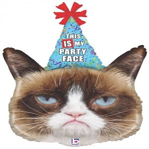 36" Foil Shape Grumpy Cat Party Face Balloon