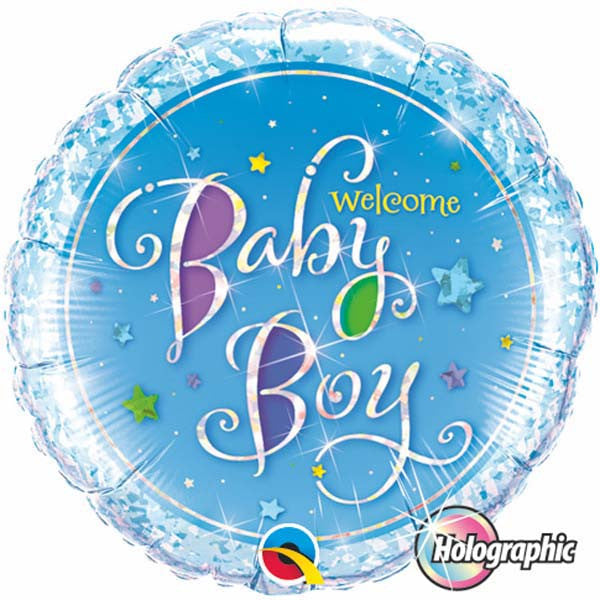 18" Welcome Baby Boy Stars Mylar Balloon