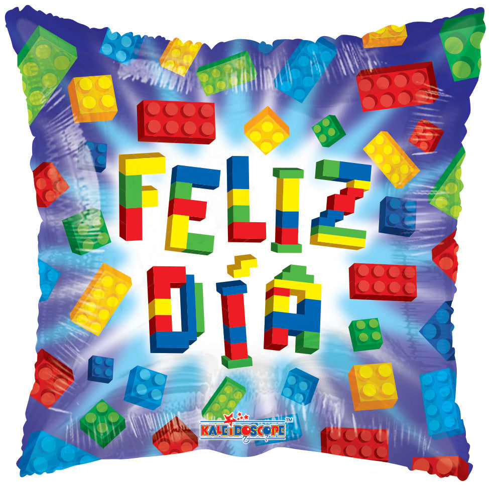 18" Feliz Dia Bloques Gellibean Balloon (Spanish)