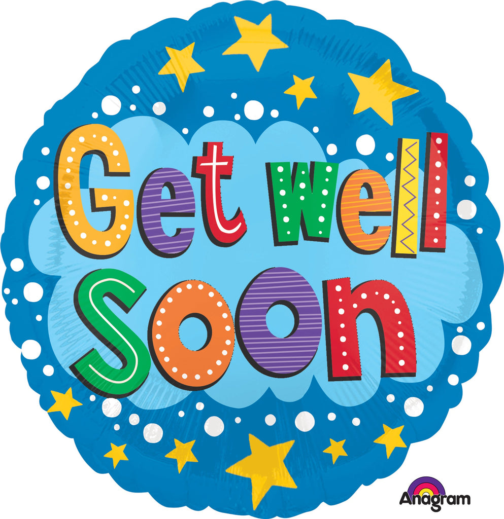 18" Get Well Soon Stars and Brights Balloon