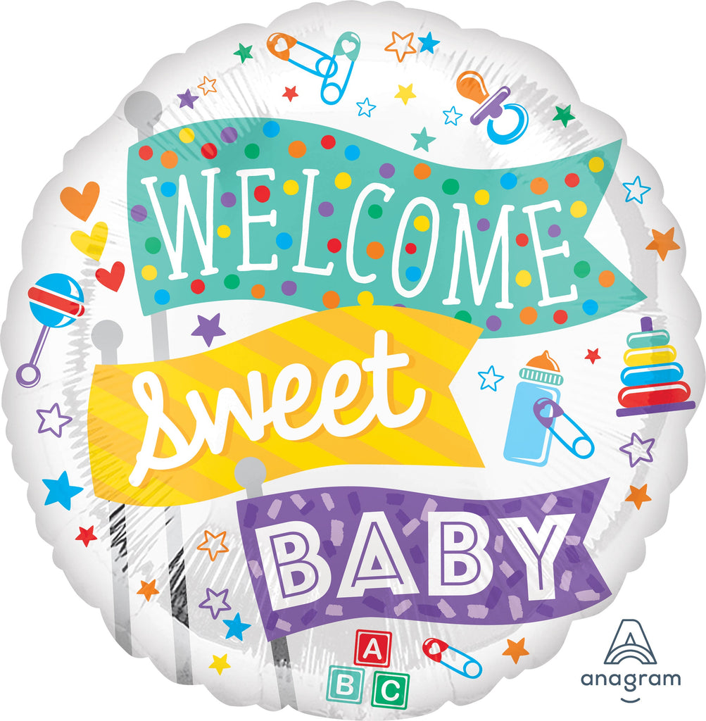 18" Welcome Sweet Baby Flags Balloon