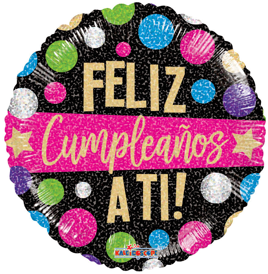 9" Airfill Only Feliz Cumple A Ti Holographic (Spanish) Foil Balloon