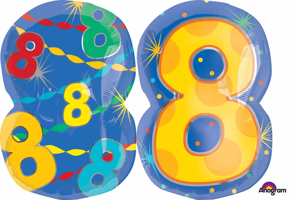 20" Number 8 Confetti Dots Balloon