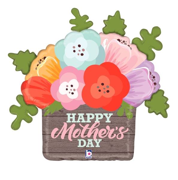 32" Foil Rustic Mother's Day Flowers Foil Balloon