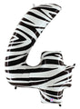 40" Megaloon Zebra Foil Shape Polybagged Number 4 Balloon