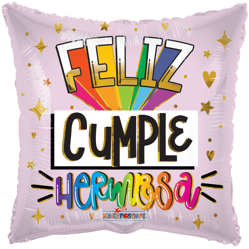 18" Rainbow Hermosa Cumple (Spanish) Foil Balloon