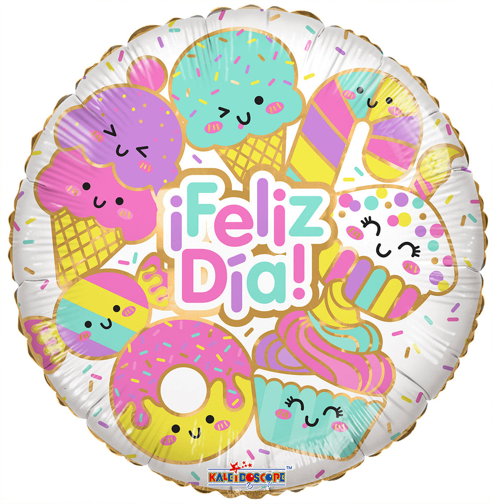 18" Feliz Dia Kawai (Spanish) Foil Balloon